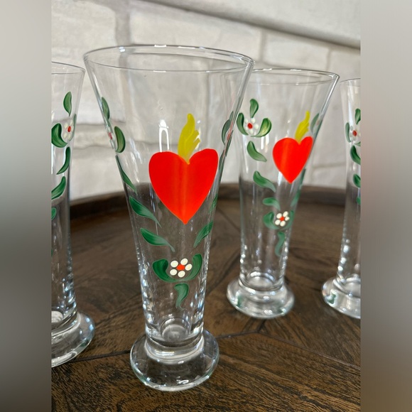 Excellent Condition- Vintage Johansfors Sweden BURNING HEART Glasses